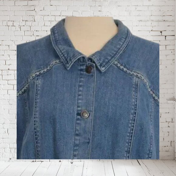 Vintage Liz & Me Signature Blue Jean Vest Embroidered - Picture 5 of 8